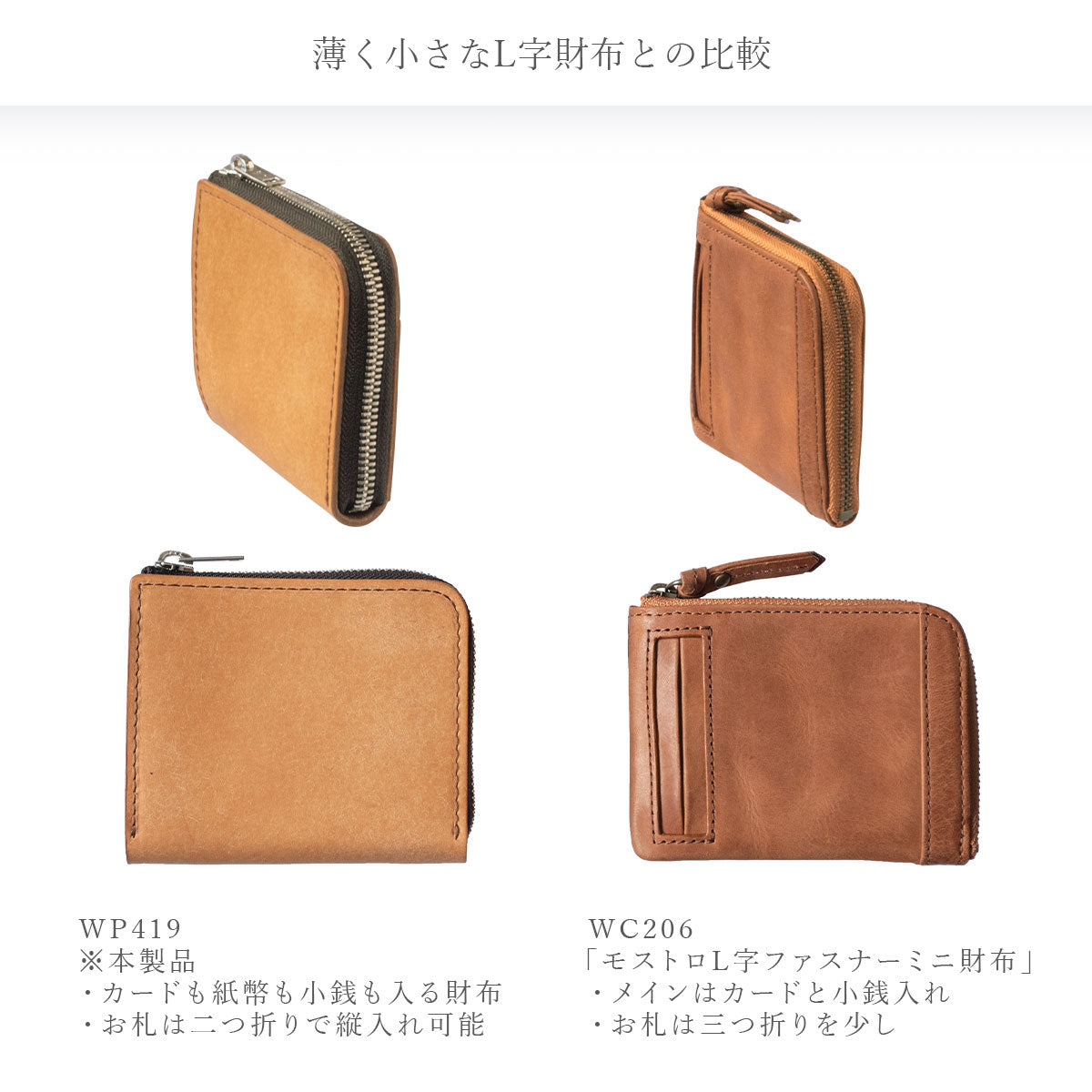 【Pueblo×栃木レザー】 L字ファスナーハーフ財布 ※刻印・カスタム不可 / WP456