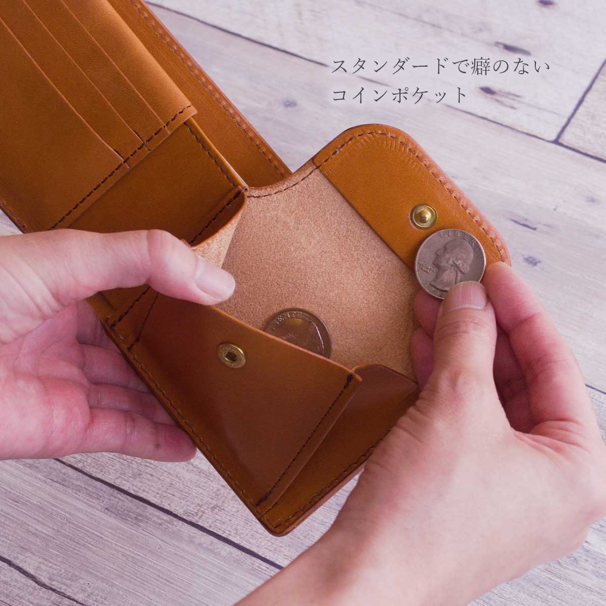 【栃木レザー】Calm 2つ折り財布 / WP442 499 529 WP443 500
